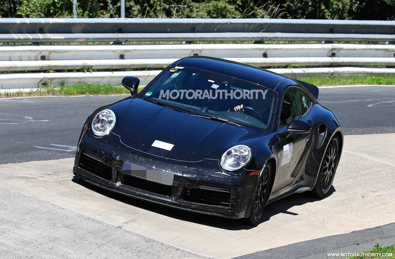 2021 Porsche 911 Turbo, duck tail spoiler - spy shots and video.