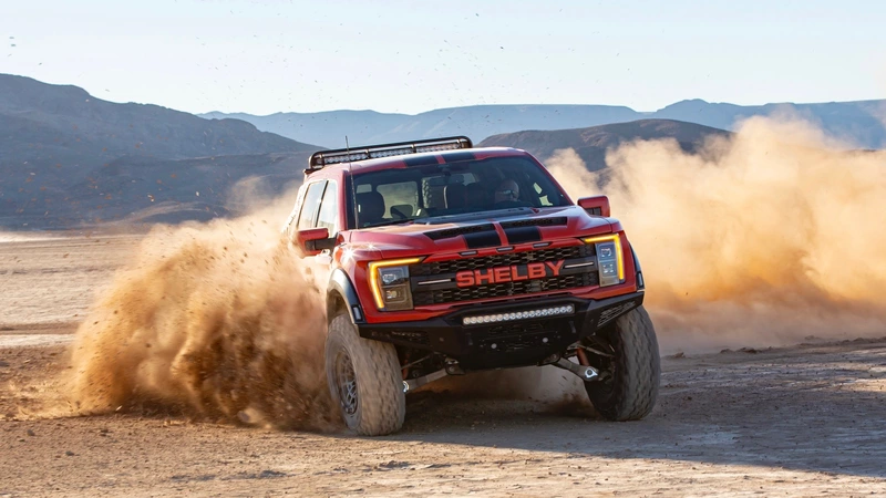 2022 Ford Shelby Raptor with 525 horsepower and aggressiveness.