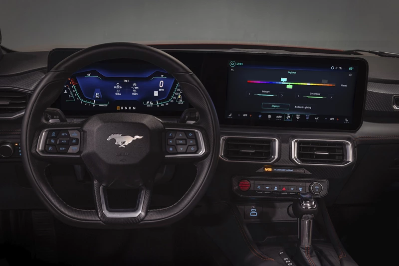 Synchronized digital screens on the 2024 Ford Mustang.