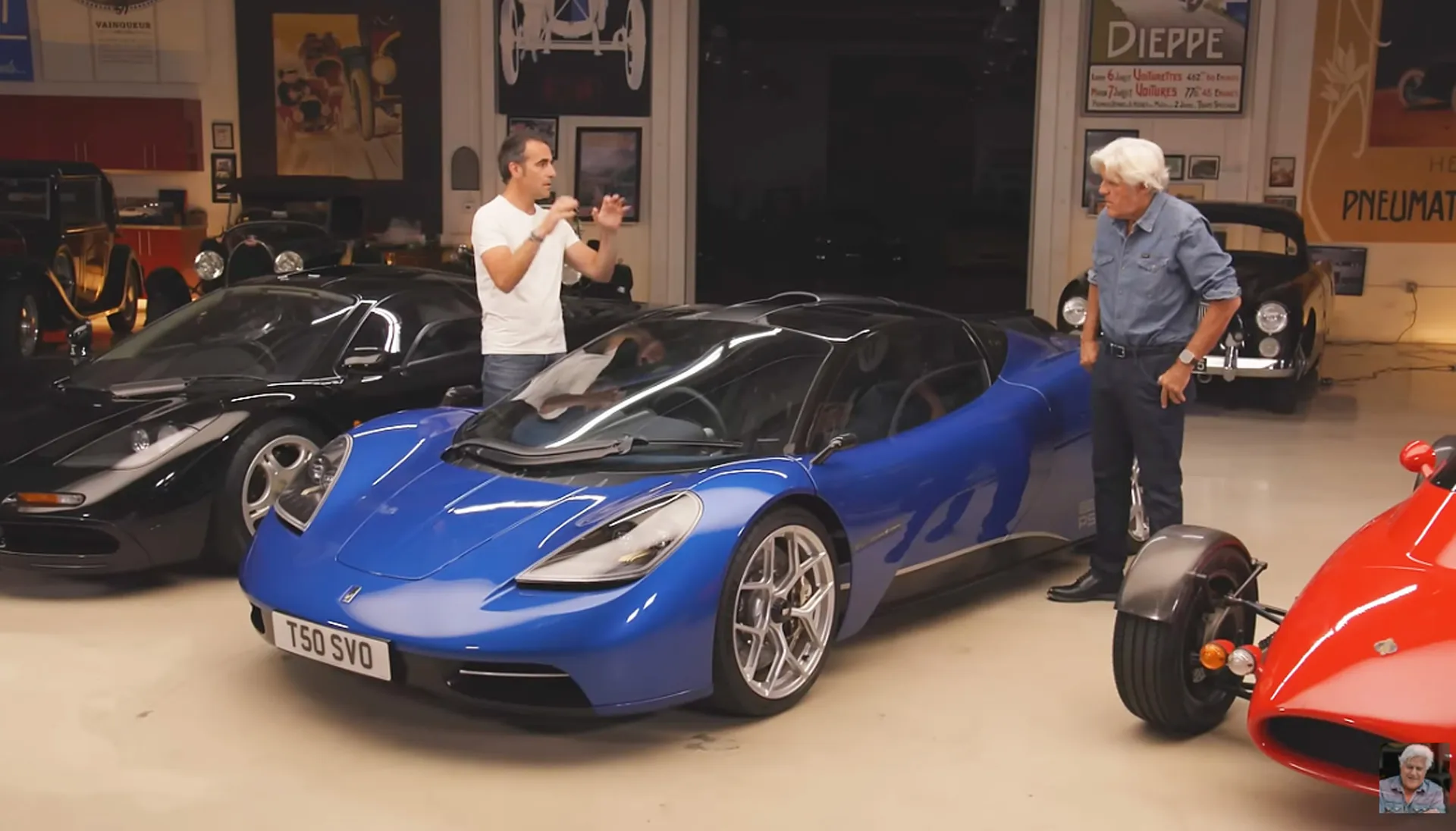 Gordon Murray's T.50 supercar stops by Jay Leno's garage